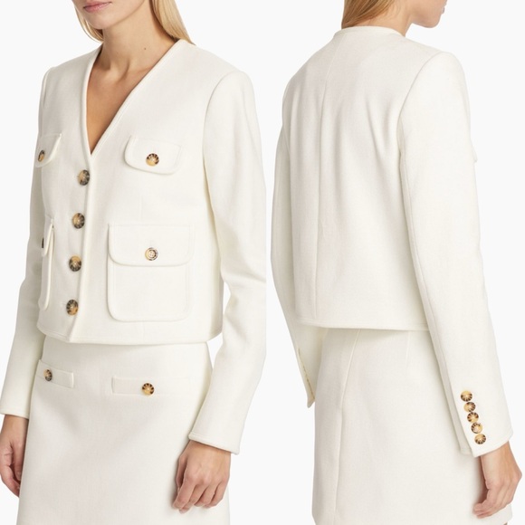 Veronica Beard Isola Button Front Jacket in Off White - Picture 6 of 17